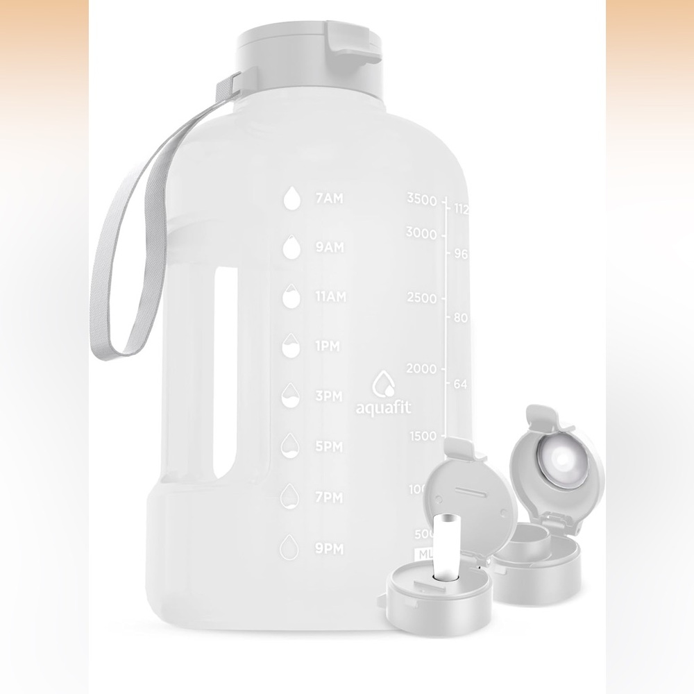 Aquafit 1 Gallons Water Bottle with Time Markers Comes with one straw lid only
